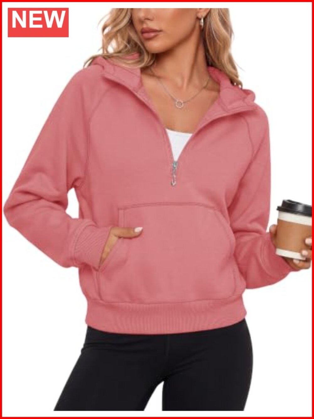 Womens Hoodies Pullover Quarter Zip Fleece Cropped Sweatshirt